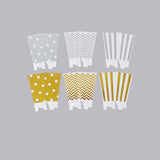 Gold/Silver paper Party Popcorn Boxes 12pcs - Pawp